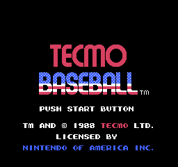 Tecmo Baseball (USA) Title Screen